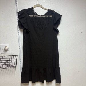 Chic Black Ruffle Sleeve Dress